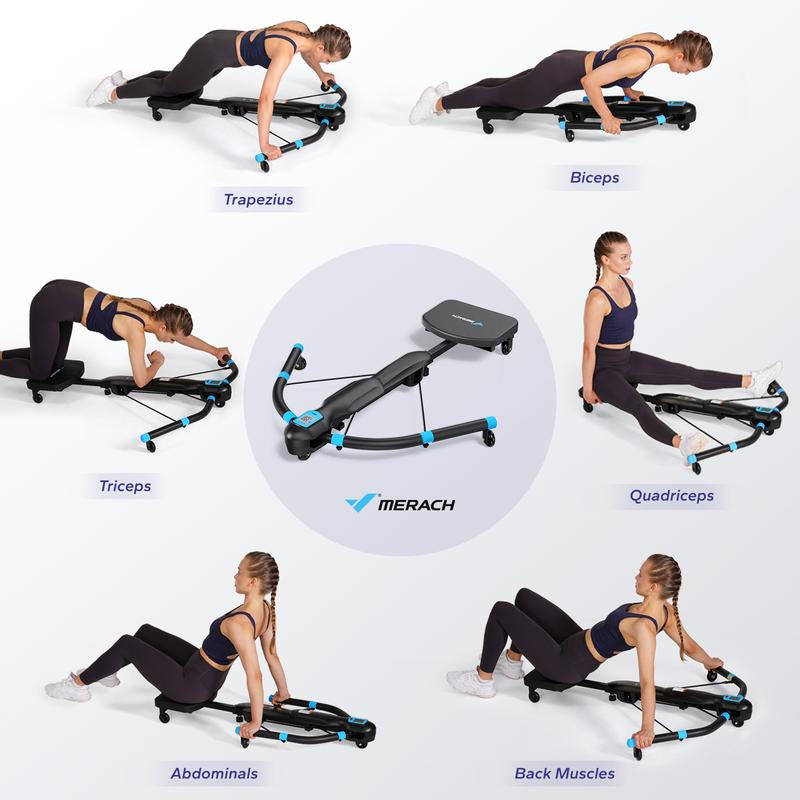 MERACH Seated Ab Crunch & Core Trainer Machine, Dragonfly-Style Ab Machine with LED Display for Home Gym, Fitness Equipment for Belly & Full Core Workout, Rowing Machine