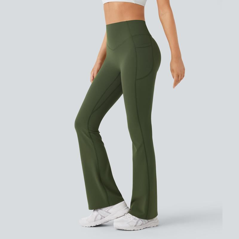 Halara Ultrasculpt Socinched High Waisted Scrunch Butt Lifting Tummy Control Pocket Shaping Yoga Bootcut Leggings