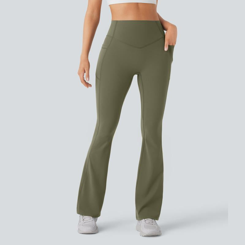 Halara Ultrasculpt Socinched High Waisted Scrunch Butt Lifting Tummy Control Pocket Shaping Yoga Bootcut Leggings