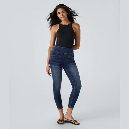 Halara Flex High Waisted Multiple Pockets Stretchy Knit Denim Casual Leggings