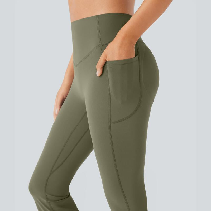 Halara Ultrasculpt Socinched High Waisted Scrunch Butt Lifting Tummy Control Pocket Shaping Yoga Bootcut Leggings