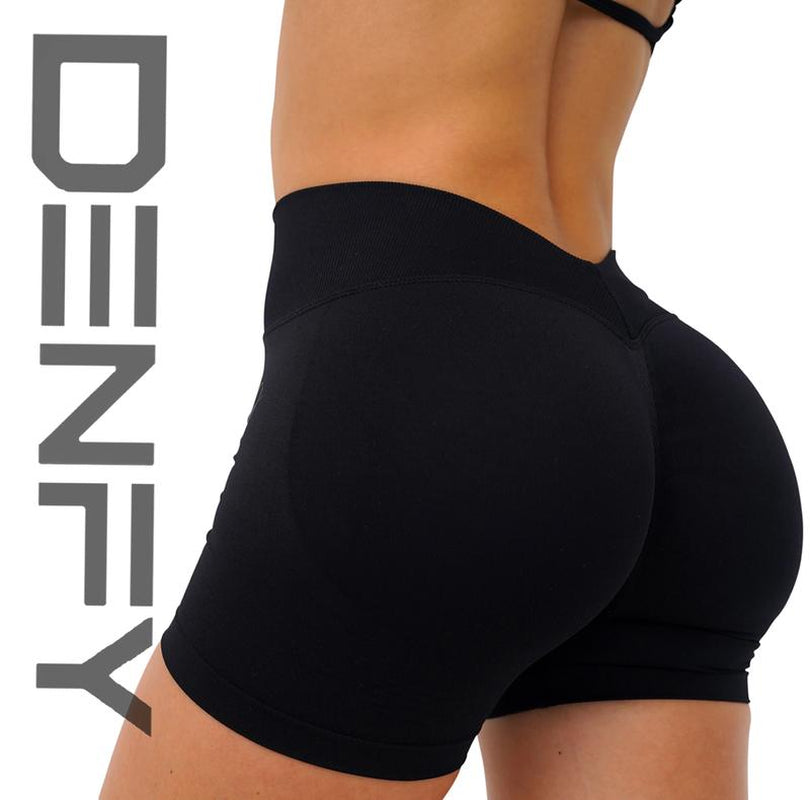DENFY LJ V-BACK SCRUNCH SHORTS Yoga Pants Gym Fitness Workout Drying Exercise Yoga High Cycling Quick Drying Gymclothes