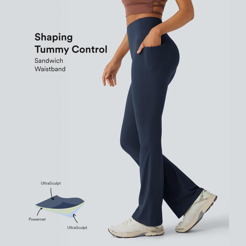 Halara Ultrasculpt Socinched High Waisted Tummy Control Pocket Shaping Yoga Bootcut Leggings