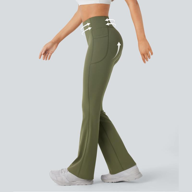 Halara Ultrasculpt Socinched High Waisted Scrunch Butt Lifting Tummy Control Pocket Shaping Yoga Bootcut Leggings