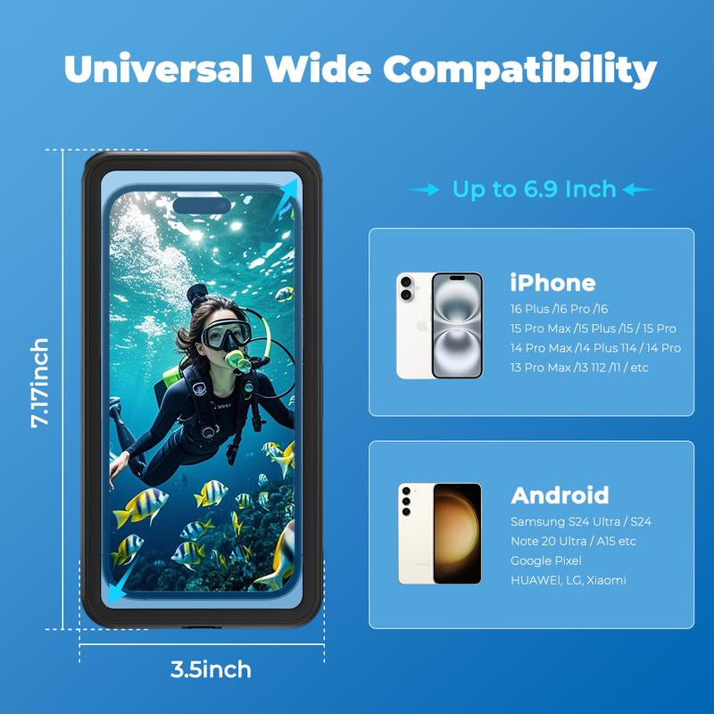 Waterproof Phone Case,Upgrated,For Snorkeling,Underwater,Ipx8 Diving Case,360 Full Body Protection for All Phone Screen Protector Casing Cellphone