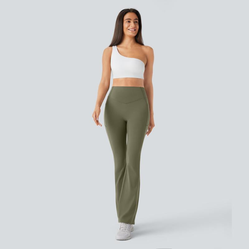 Halara Ultrasculpt Socinched High Waisted Scrunch Butt Lifting Tummy Control Pocket Shaping Yoga Bootcut Leggings