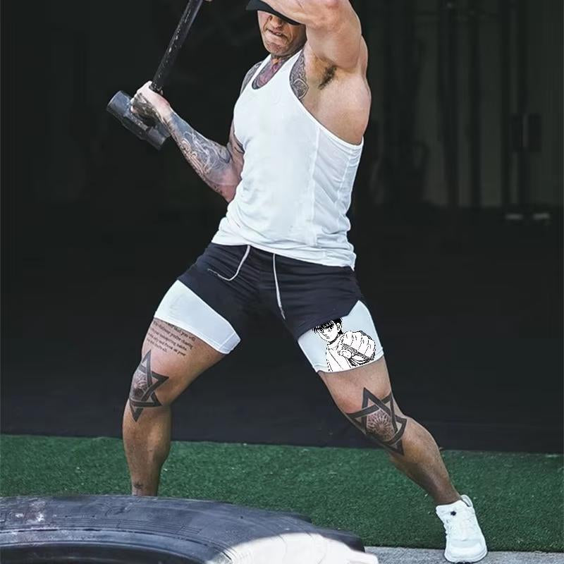 Berserk All-In-One Design Anime Graphic Gym Short Fitness Basketball Shorts Regular Fit Casual Comfy Breathable Sporty Athletic Wear Gymshorts