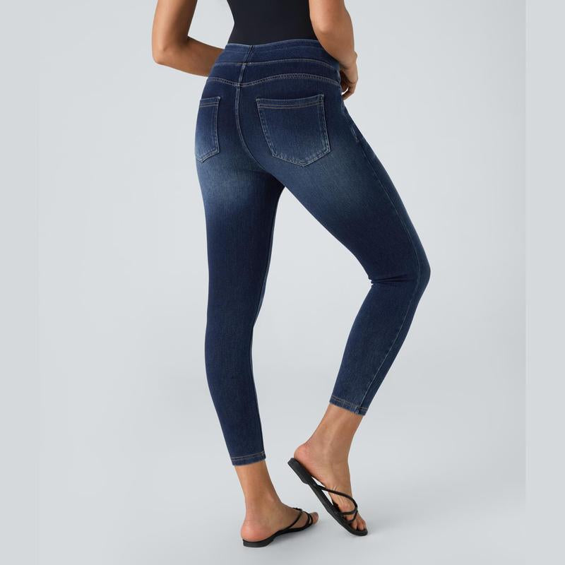 Halara Flex High Waisted Multiple Pockets Stretchy Knit Denim Casual Leggings