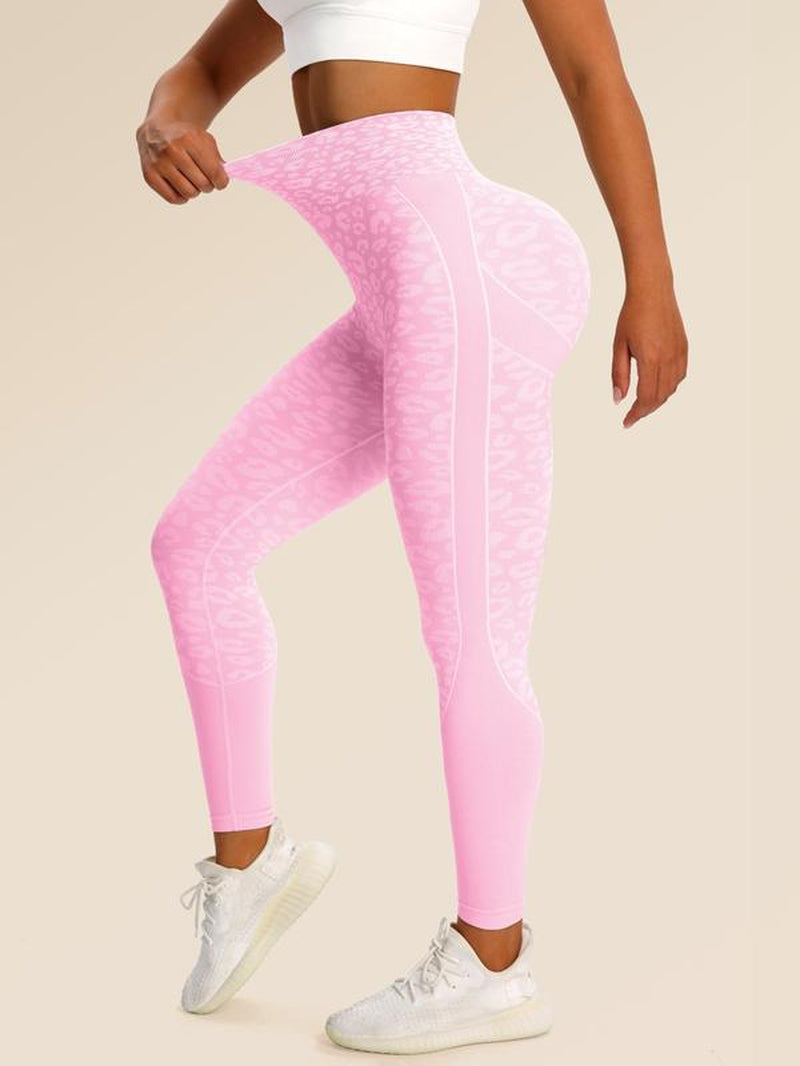 Sporty Women'S Leopard Print High Waist Sports Leggings, Sports High Stretch Yoga Leggings, Ladies Sportswear for Indoor Outdoor Wear
