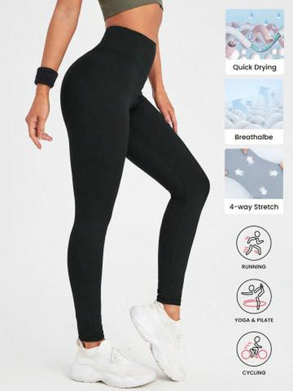 Shaplite Women'S 2025 High-Waisted Shaping Leggings - Black, Moisture-Wicking, Breathable, Tummy Control, High Stretch, Yoga & Fitness Wear Leggings Women