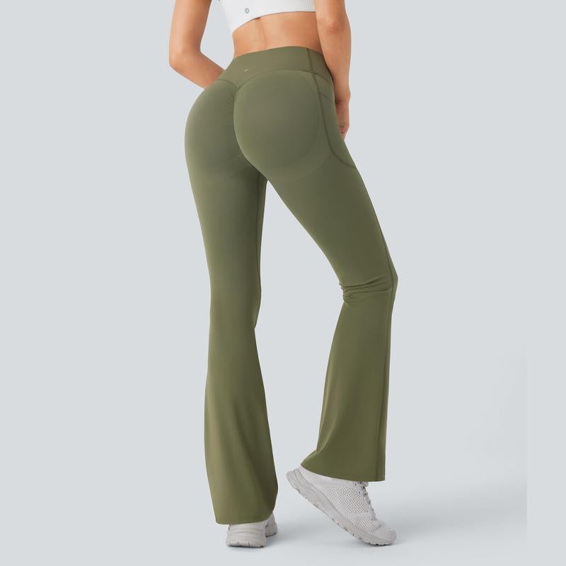 Halara Ultrasculpt Socinched High Waisted Scrunch Butt Lifting Tummy Control Pocket Shaping Yoga Bootcut Leggings