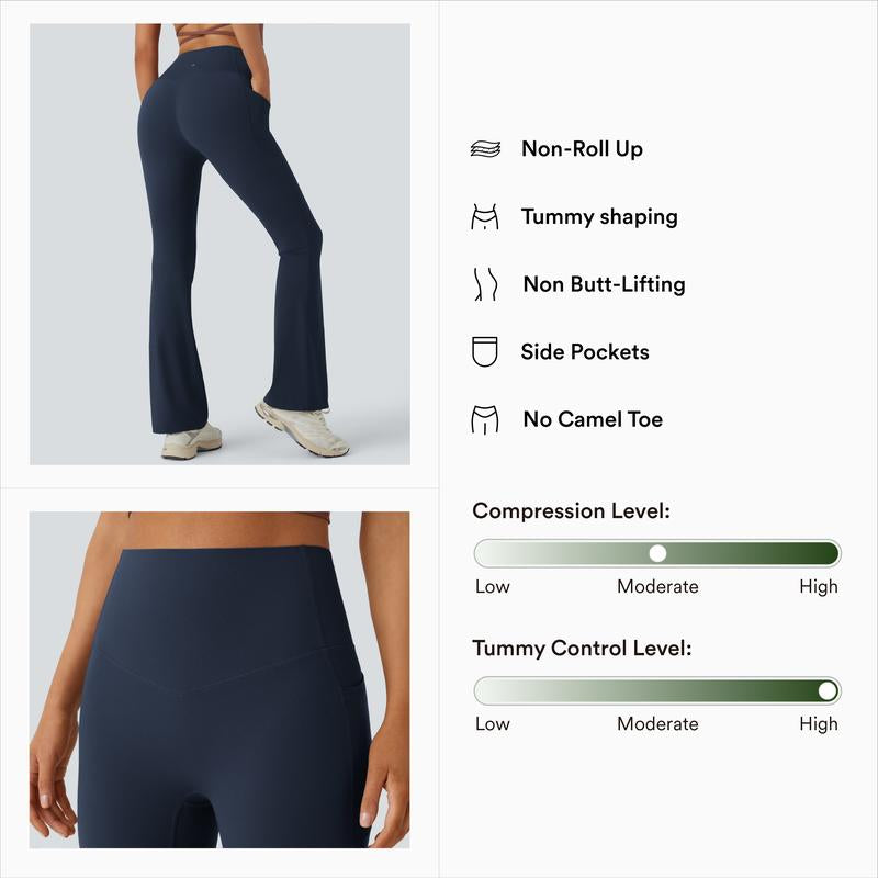 Halara Ultrasculpt Socinched High Waisted Tummy Control Pocket Shaping Yoga Bootcut Leggings