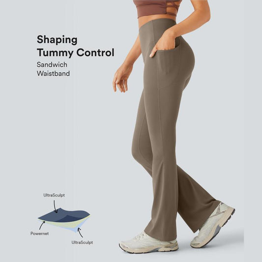 Halara Ultrasculpt Socinched High Waisted Tummy Control Pocket Shaping Yoga Bootcut Leggings
