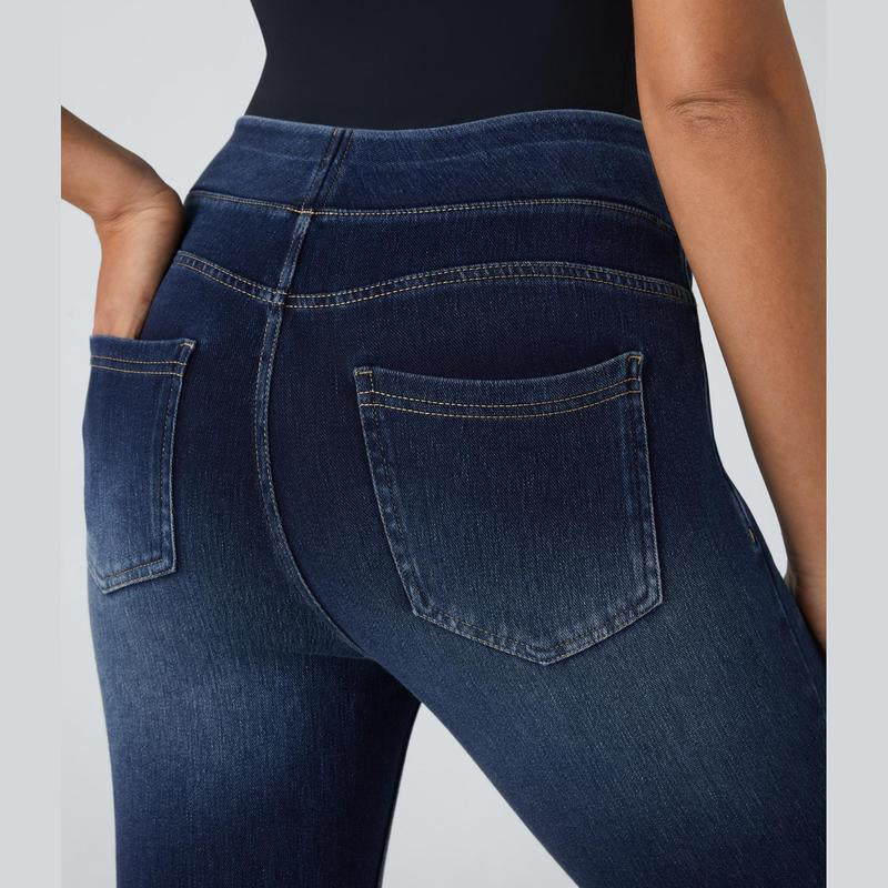 Halara Flex High Waisted Multiple Pockets Stretchy Knit Denim Casual Leggings