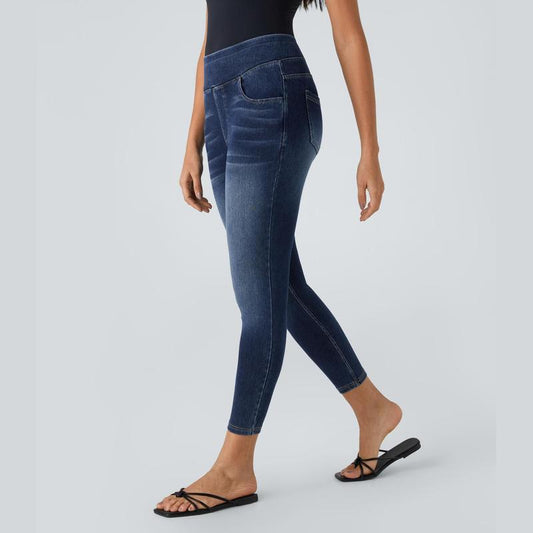 Halara Flex High Waisted Multiple Pockets Stretchy Knit Denim Casual Leggings