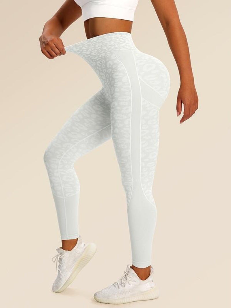 Sporty Women'S Leopard Print High Waist Sports Leggings, Sports High Stretch Yoga Leggings, Ladies Sportswear for Indoor Outdoor Wear
