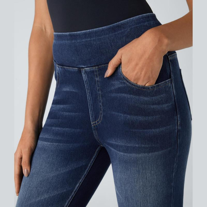 Halara Flex High Waisted Multiple Pockets Stretchy Knit Denim Casual Leggings