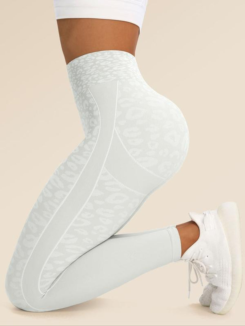 Sporty Women'S Leopard Print High Waist Sports Leggings, Sports High Stretch Yoga Leggings, Ladies Sportswear for Indoor Outdoor Wear