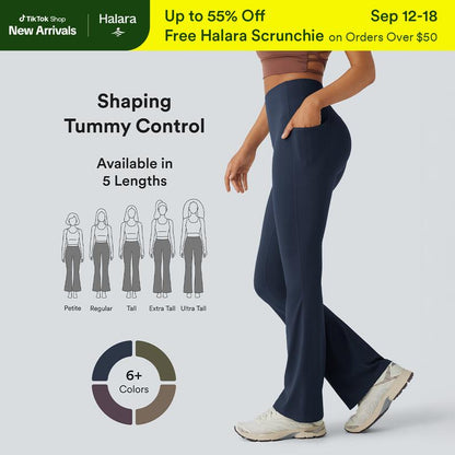 Halara Ultrasculpt Socinched High Waisted Tummy Control Pocket Shaping Yoga Bootcut Leggings