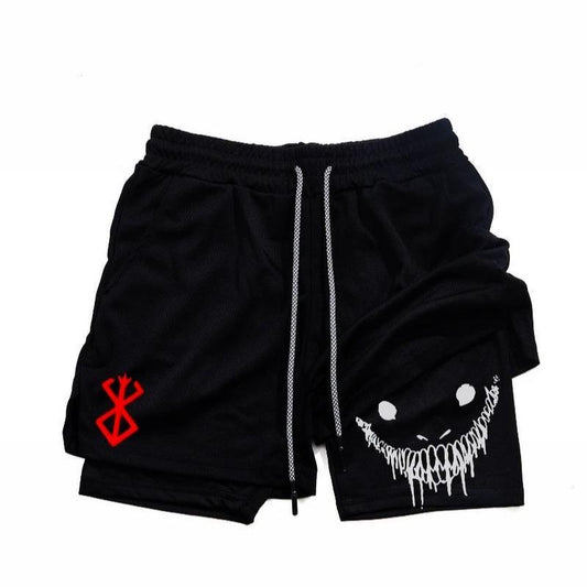 Berserk All-In-One Design Anime Graphic Gym Short Fitness Basketball Shorts Regular Fit Casual Comfy Breathable Sporty Athletic Wear Gymshorts